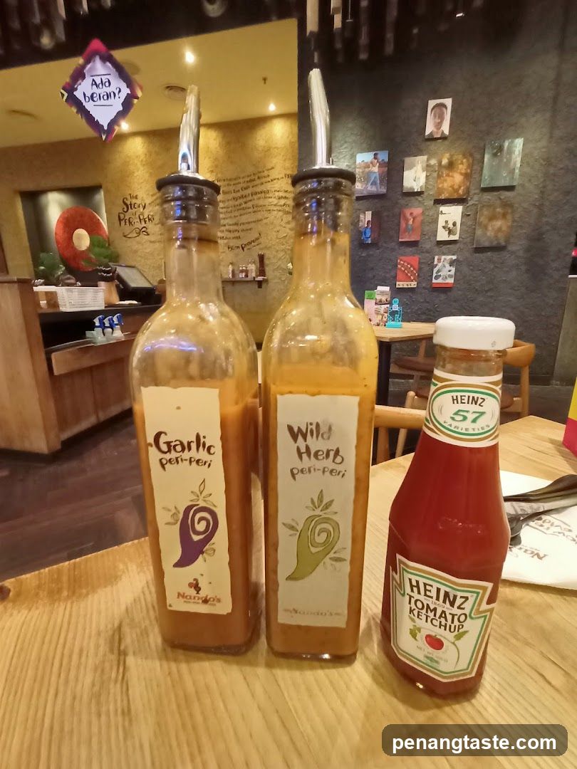Condiments on a table in a restaurant