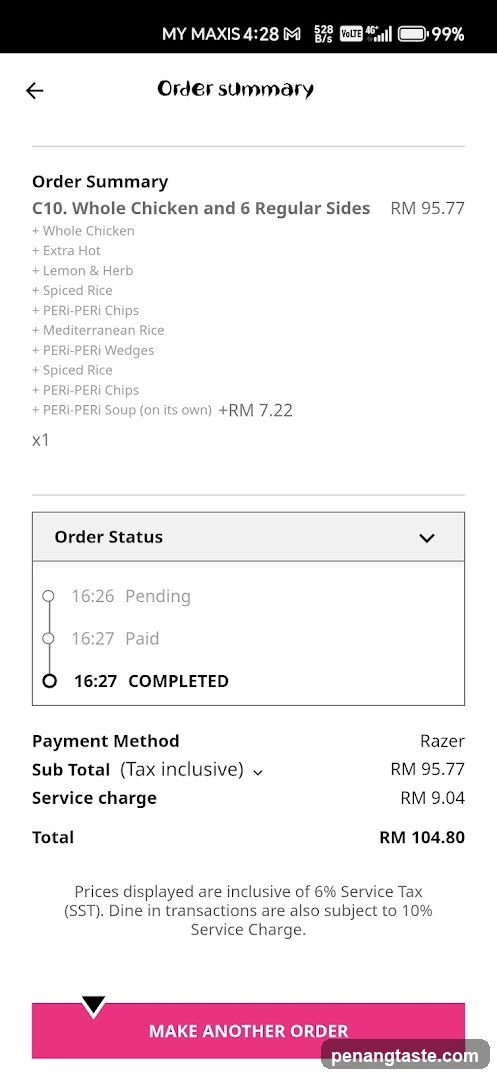 Order Summary - C10 Whole Chicken