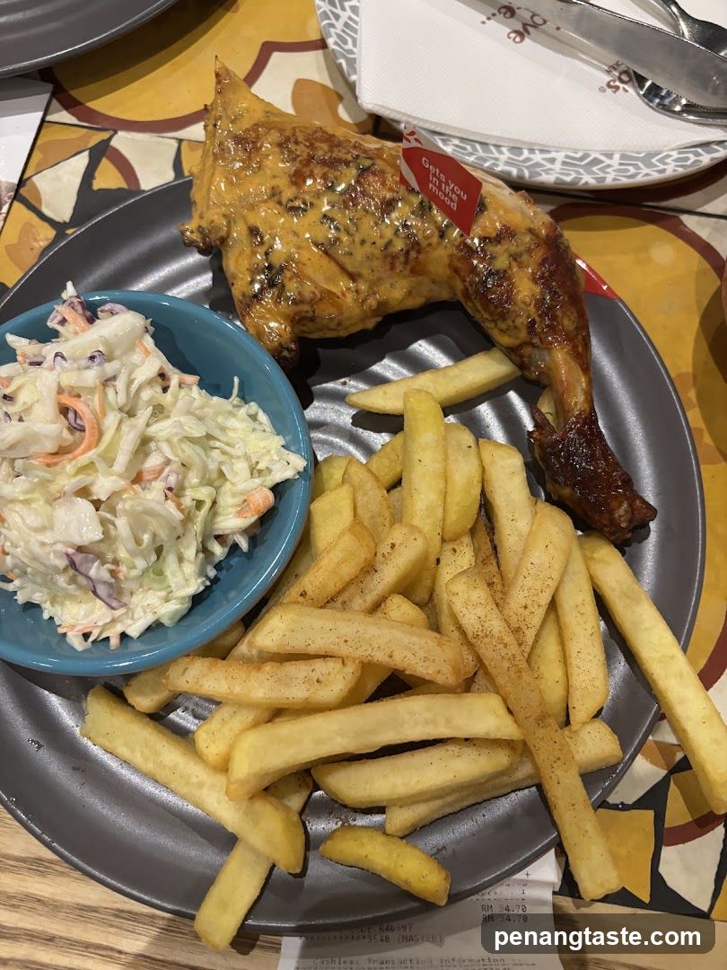 Grilled Chicken Meal with Fries and Coleslaw