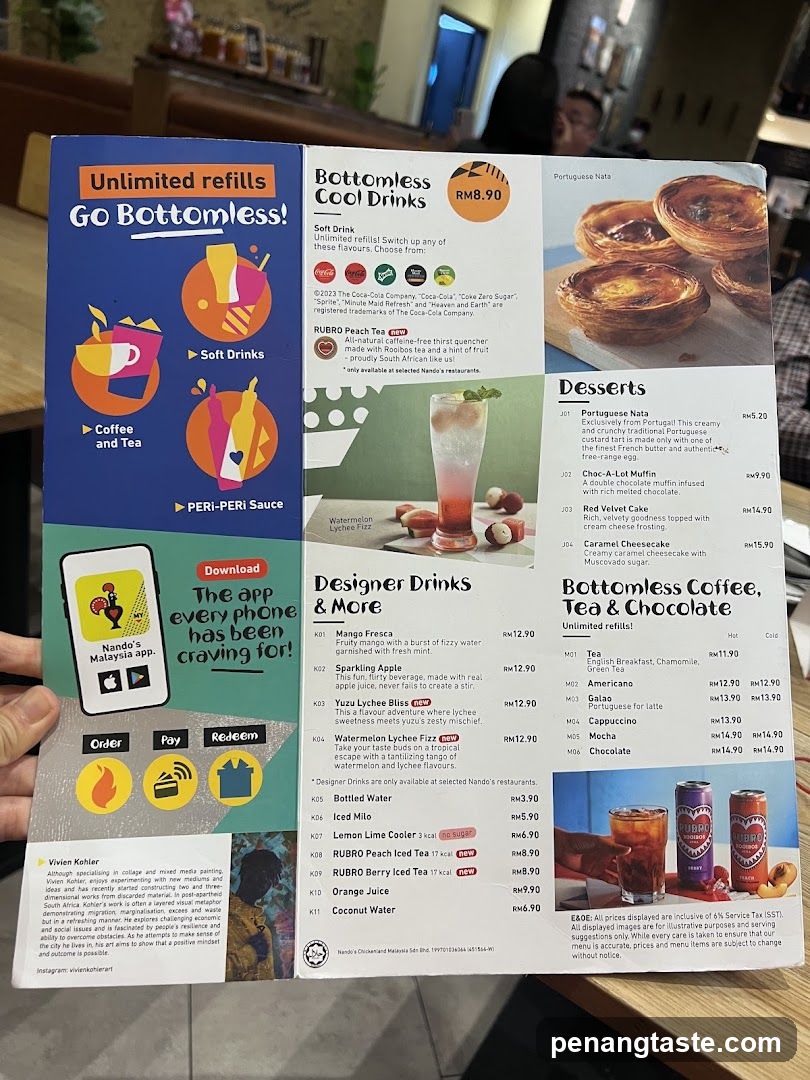 Bottomless Cool Drinks Menu