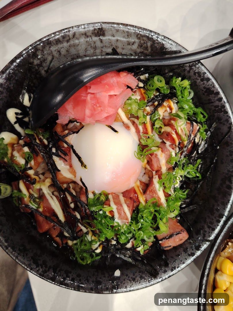 Bowl of Grilled Meat with Egg and Greens
