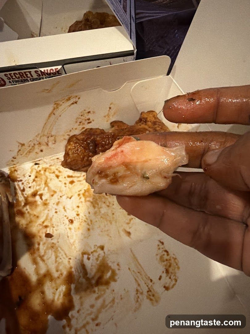 Eating Fried Chicken with Sauce