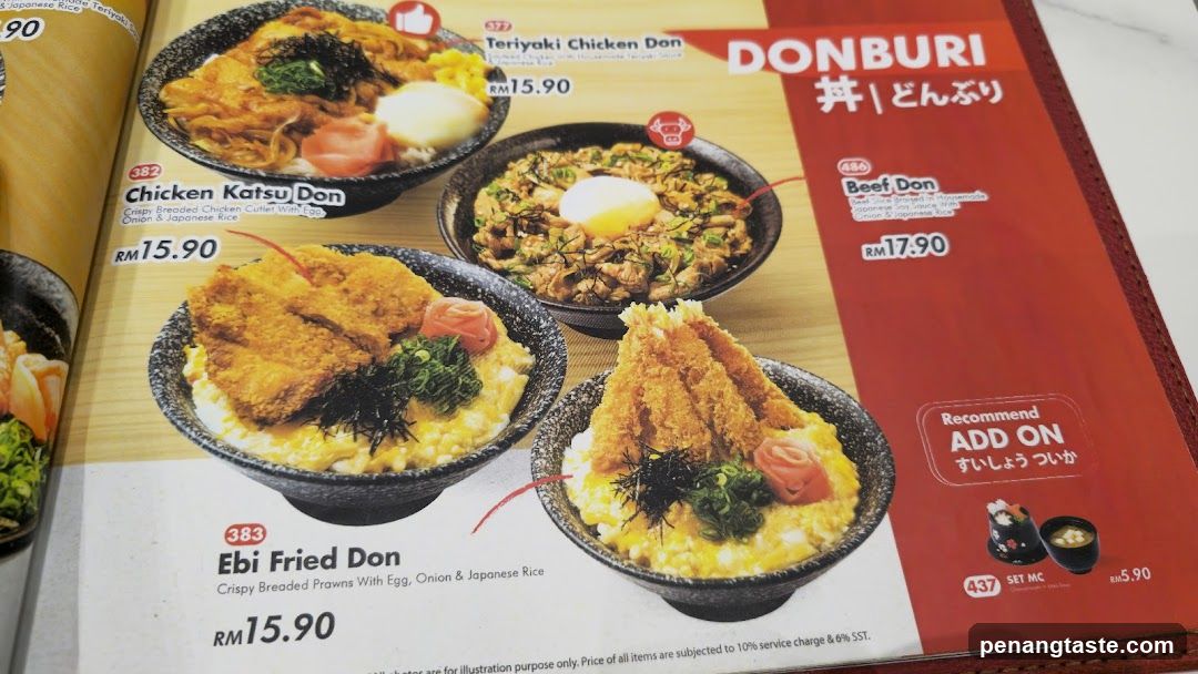 Japanese Donburi Menu Page