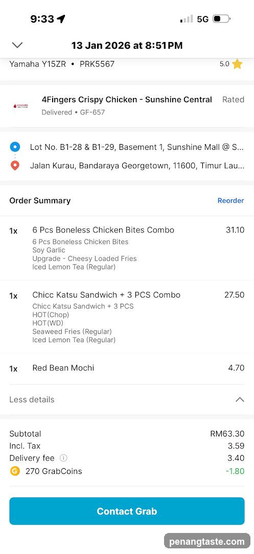 Grab Order Summary Screen