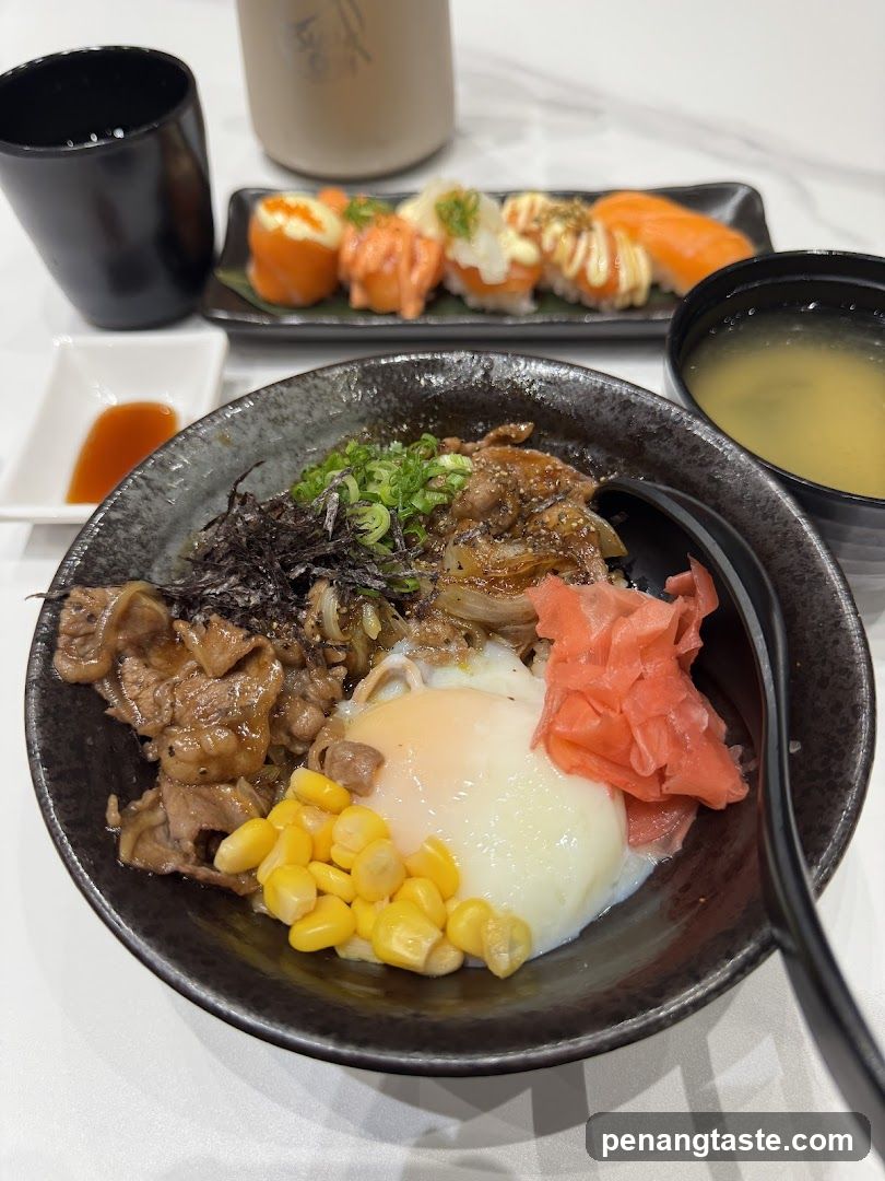 Japanese Bowl with Sushi and Soup