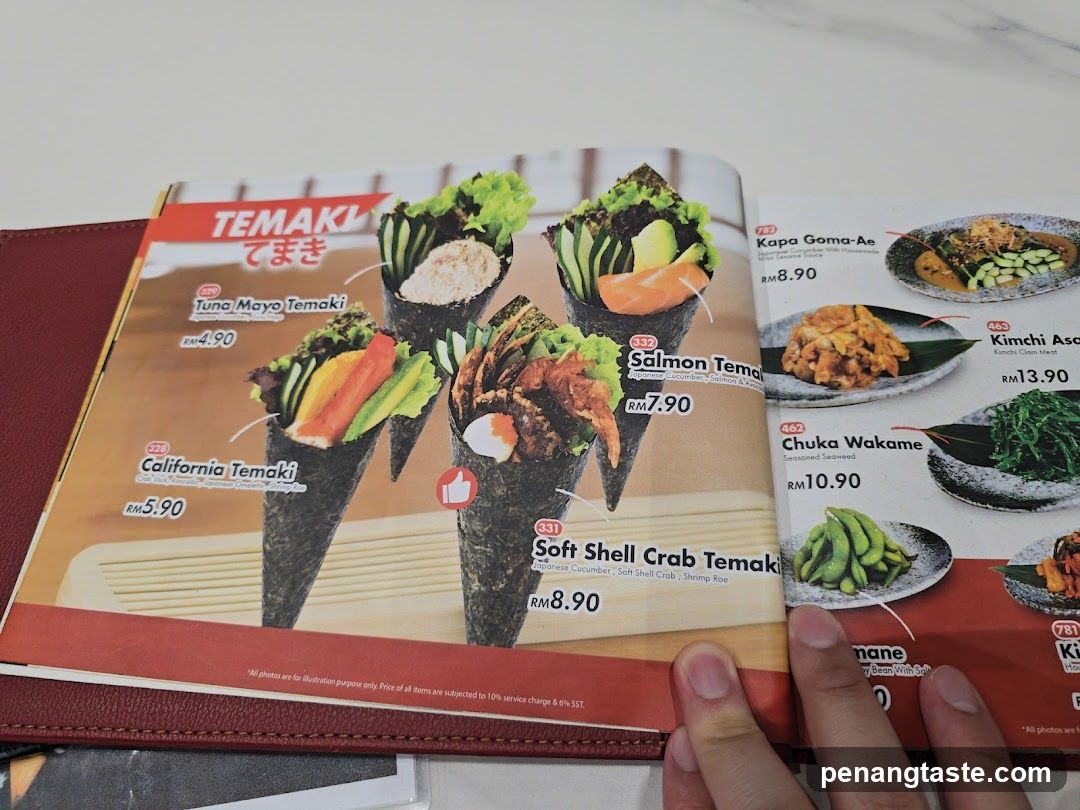 Temaki Menu Page