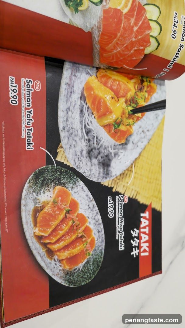 Salmon Yaku Tatakaki Menu Page