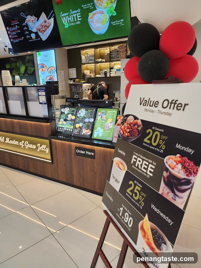 Boba Tea Shop Interior with Promotional Display