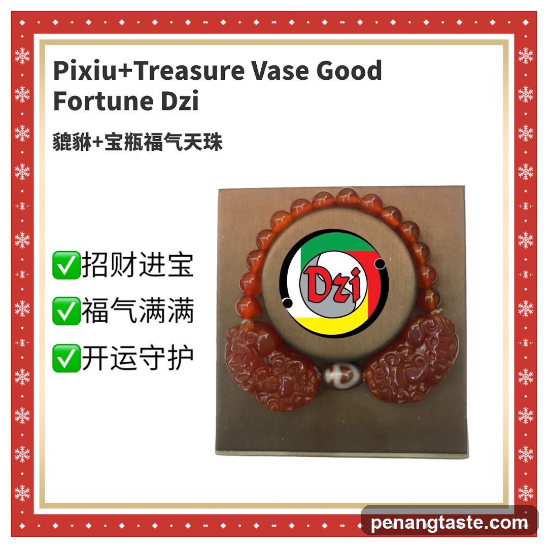 Pixiu + Treasure Vase Good Fortune Dzi