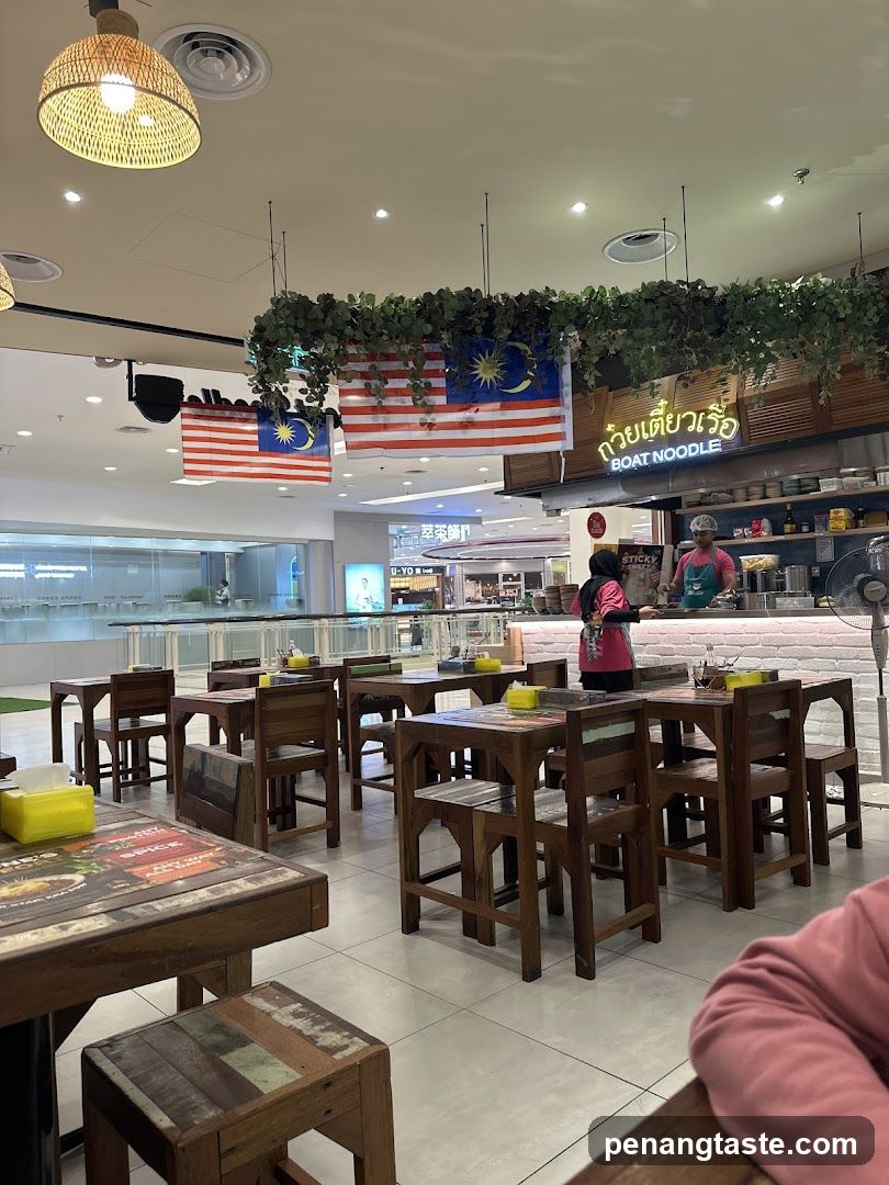 Restaurant Interior with Malaysian Flags