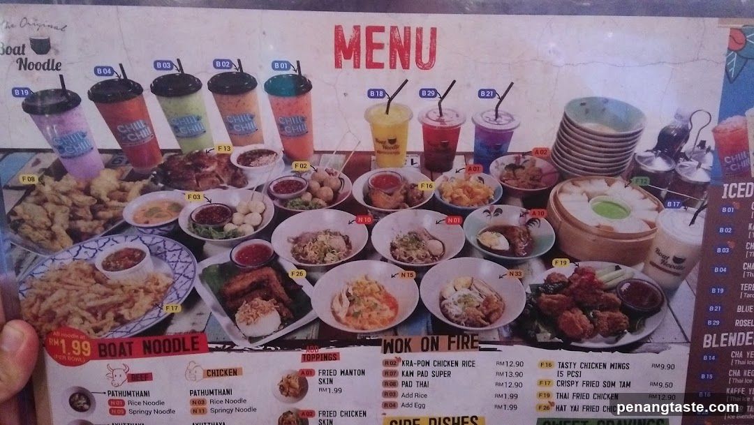 Chili Chilli Boat Noodle Menu