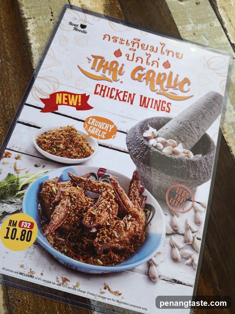 Thai Garlic Chicken Wings Menu Ad