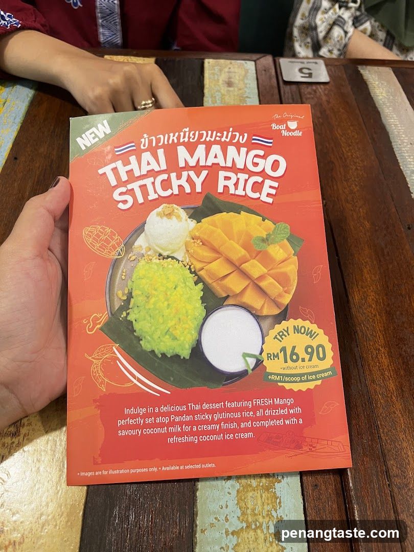 Thai Mango Sticky Rice Menu Card