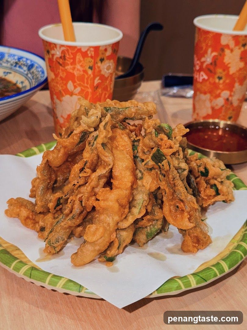 Fried Tempura Dish with Drinks