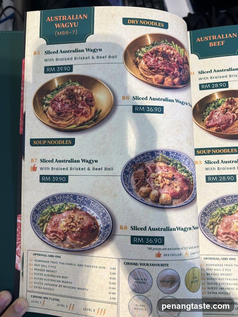 Australian Wagyu Noodle Menu Page