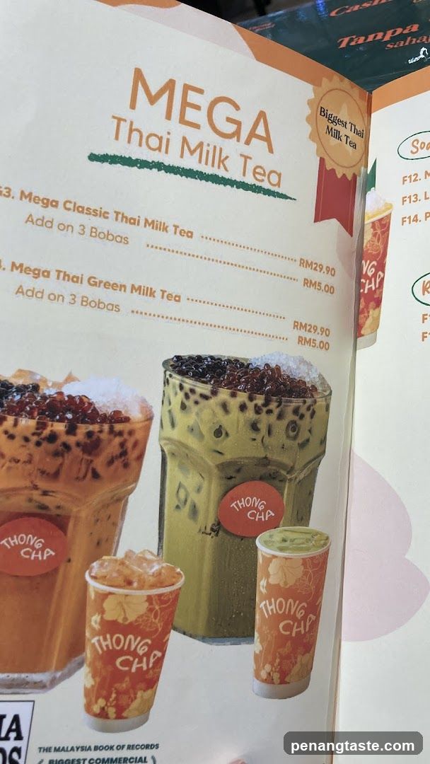 Mega Thai Milk Tea Menu