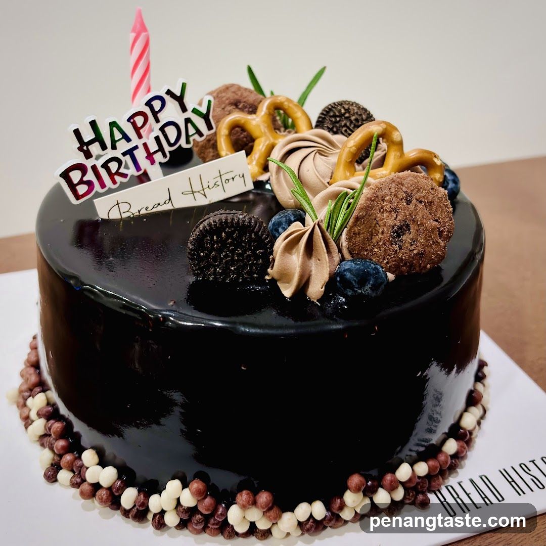Chocolate Birthday Cake with Pretzels and Cookies