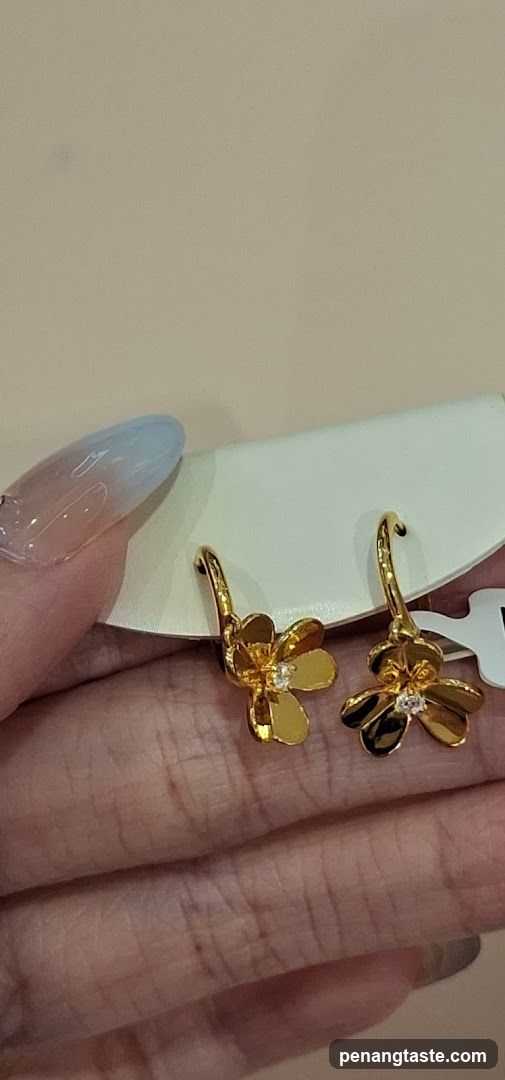 Gold Flower Earrings Display