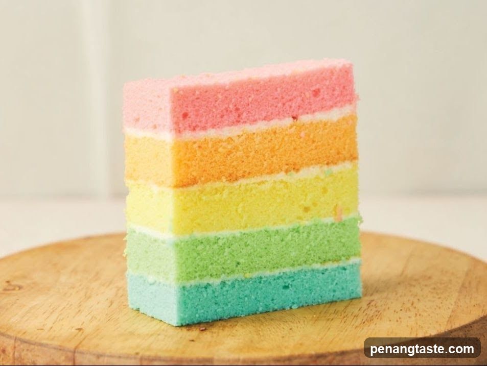 Rainbow Layer Cake Slice