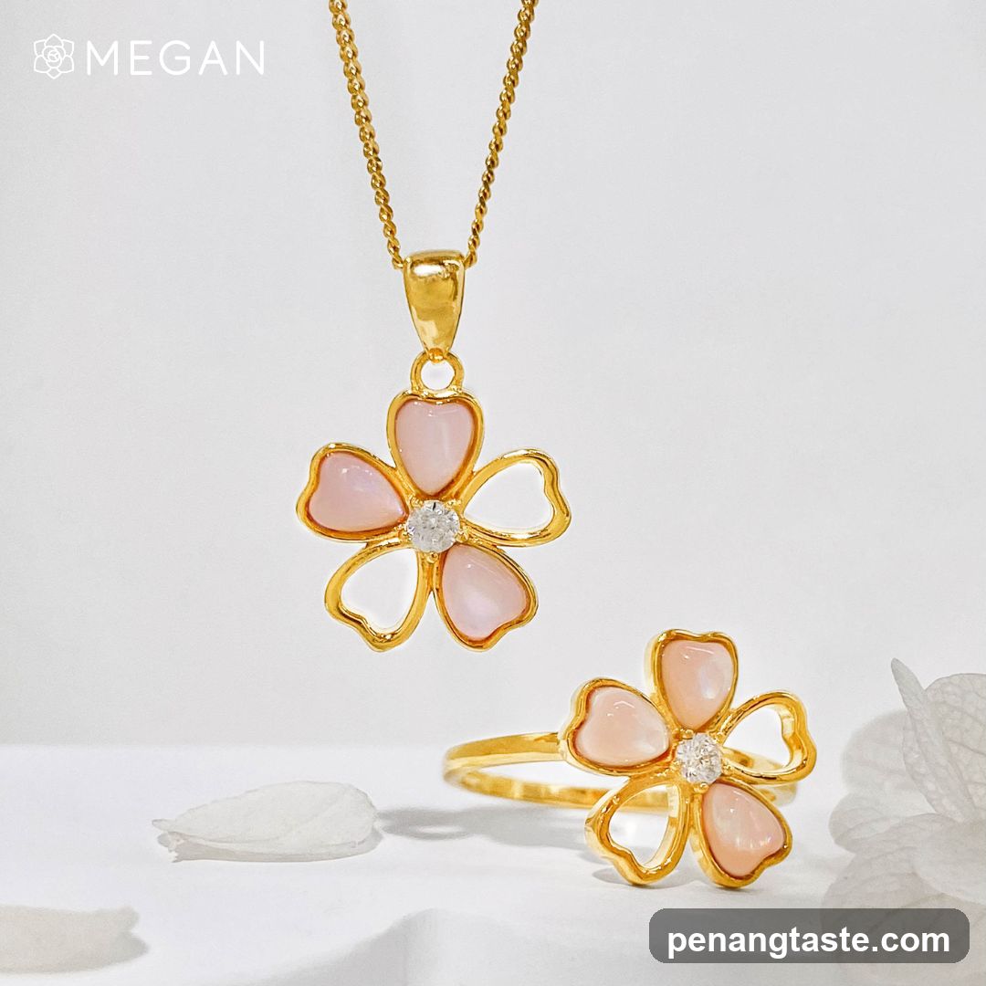 Flower Pendant and Ring Set