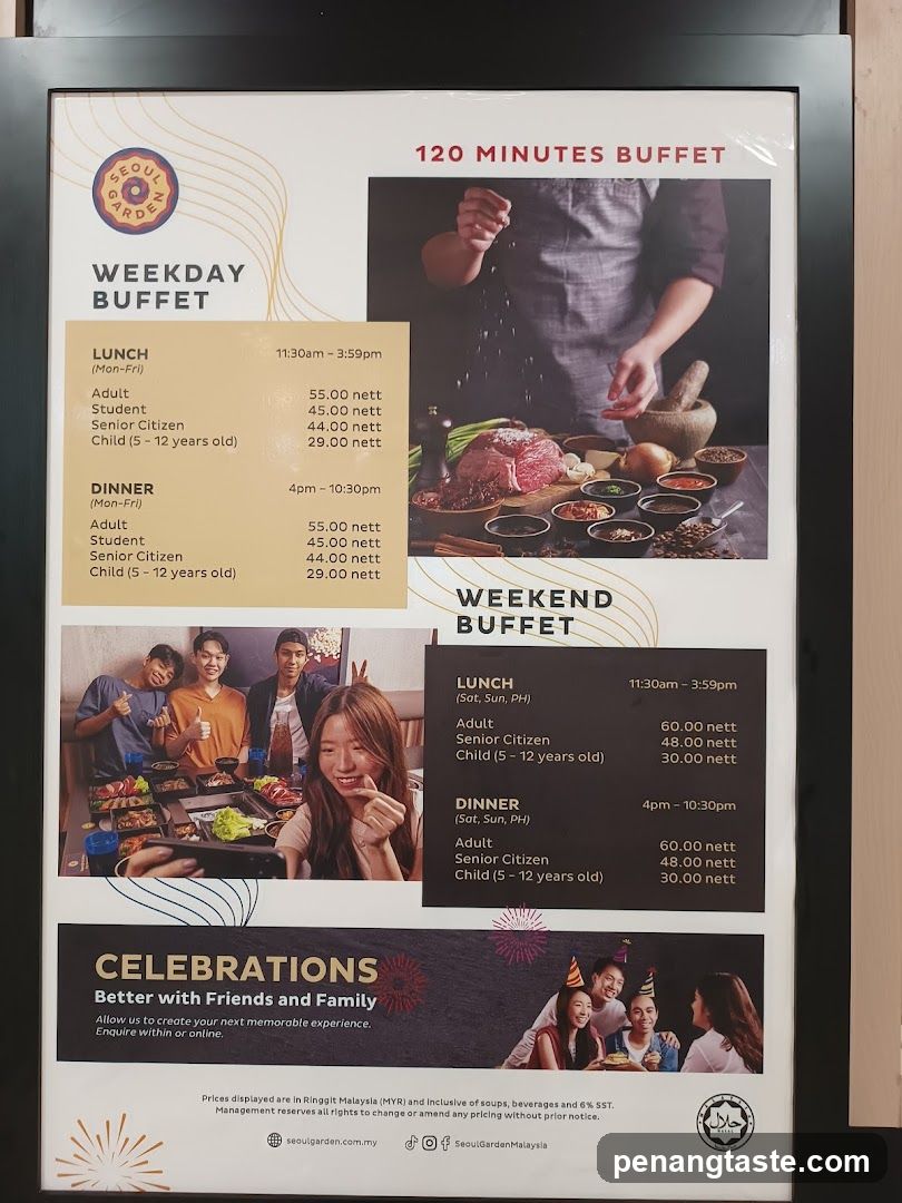 Weekday and Weekend Buffet Menu
