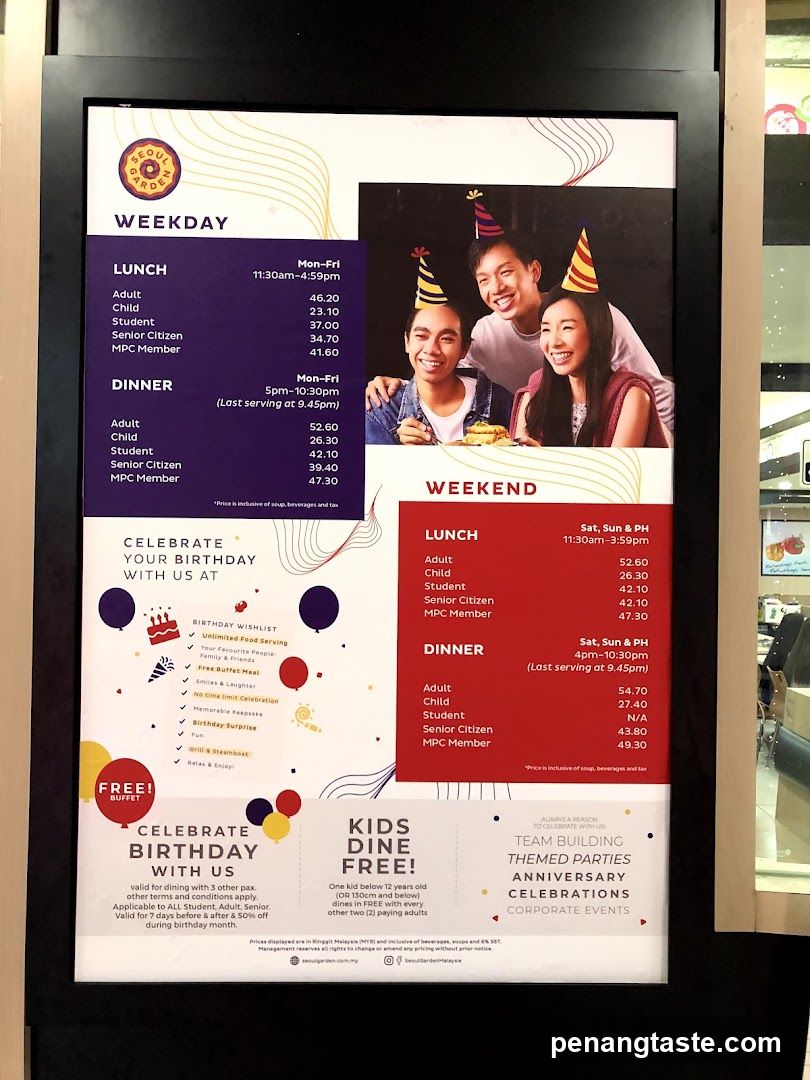 Weekday and Weekend Menu Board