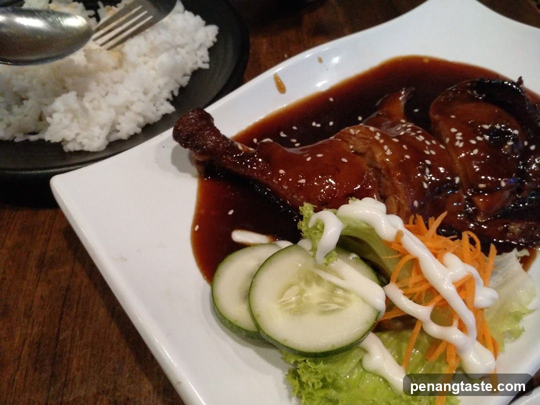 Glazed Chicken with Rice and Salad