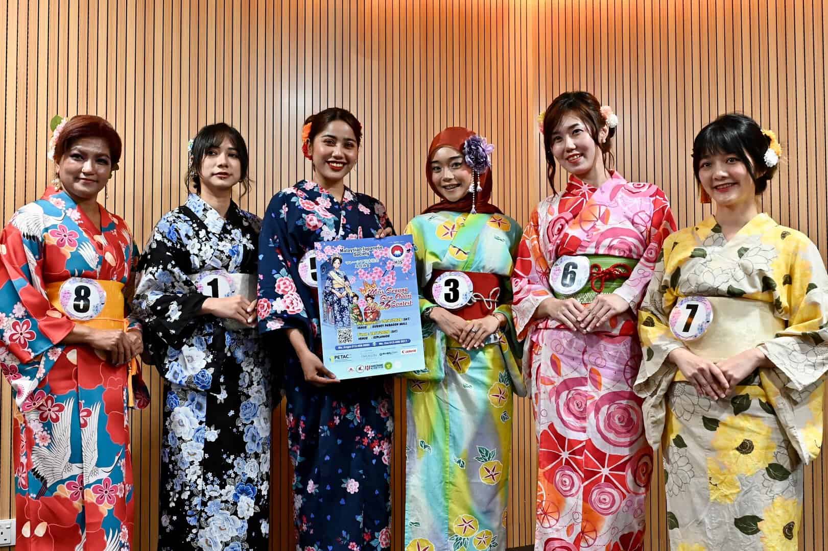 Miss Penang Bon Odori 2026 contestants ahead of the festival finale at the Esplanade