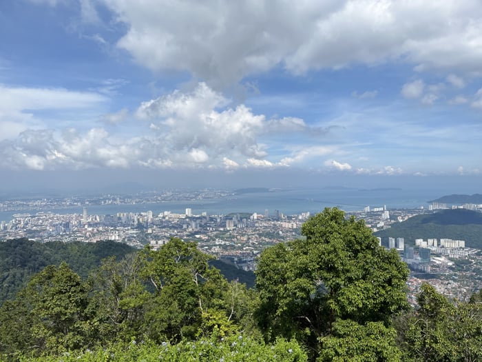 Panoramic view of George Town and the Strait of Malacca from atop Penang Hill at the Sky Walk