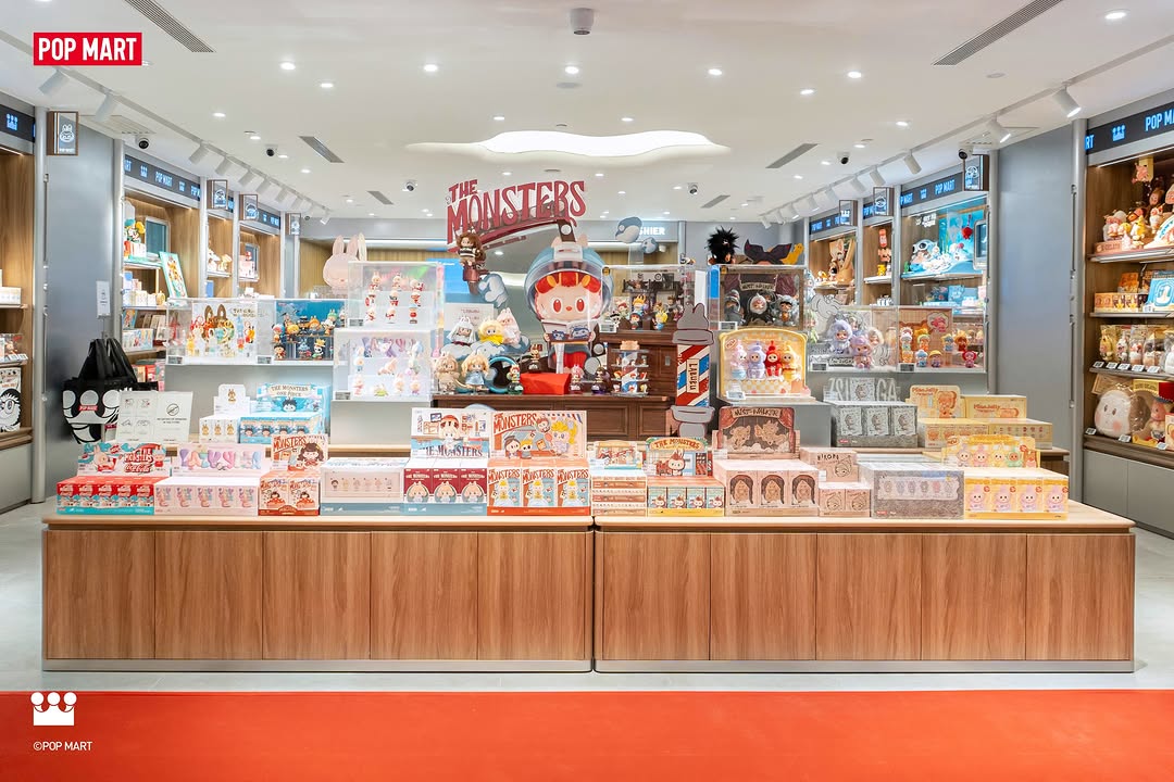 POP MART Gurney Plaza store interior on opening day with blind box displays, Penang
