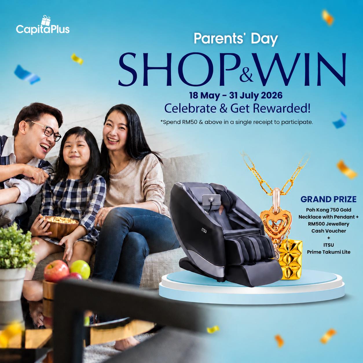 Queensbay Mall Parent's Day Shop and Win 2026 rewards for the whole family, Penang